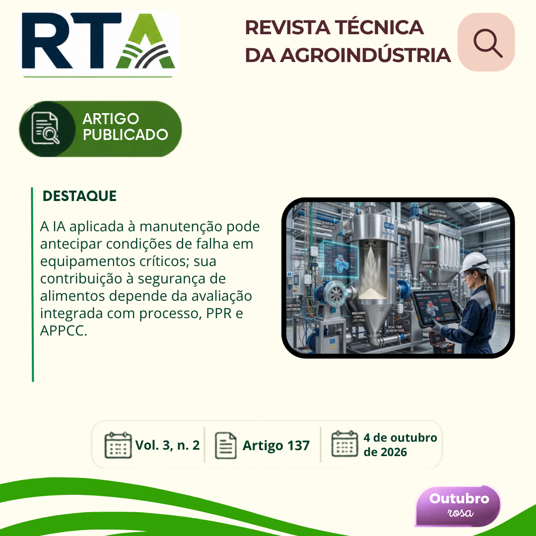 INTELIGÊNCIA ARTIFICIAL APLICADA À GESTÃO DA MANUTENÇÃO DE EQUIPAMENTOS CRÍTICOS: CONTRIBUIÇÕES PARA A SEGURANÇA DE ALIMENTOS NA INDÚSTRIA DE AROMAS